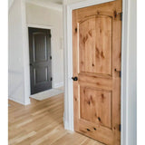 Krosswood Doors 30 in. x 80 in. Knotty Alder 2-Panel Top Rail Arch with V-Groove Solid Wood Core Interior Door Slab