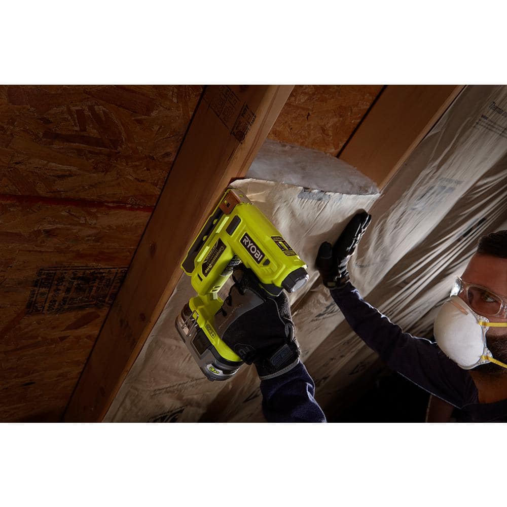 RYOBI ONE+ 18V 18-Gauge Cordless AirStrike Brad Nailer with Cordless Compression Drive 3/8 in. Crown Stapler (Tools Only)