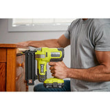 RYOBI ONE+ 18V Cordless 18-Gauge Brad Nailer with 18-Gauge Narrow Crown Stapler, 2.0 Ah Battery, and Charger