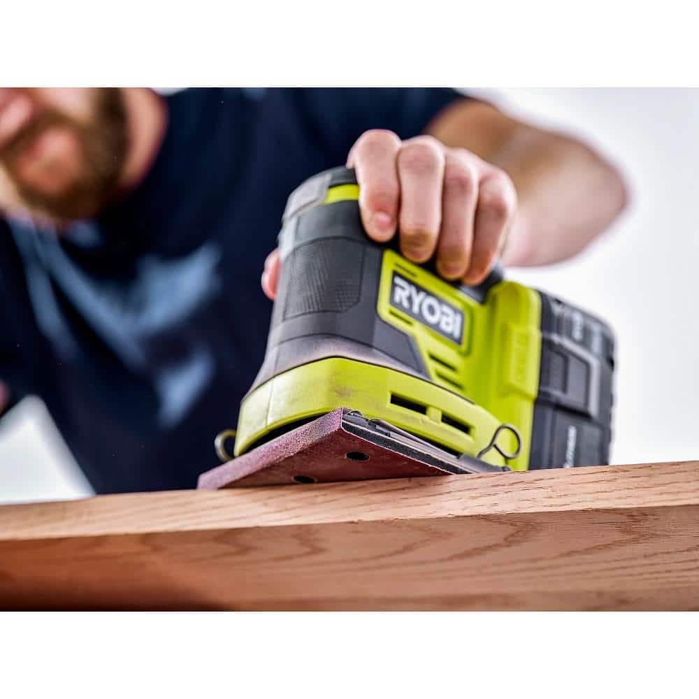 RYOBI ONE+ 18V 18-Gauge Cordless AirStrike Brad Nailer with Cordless 1/4 Sheet Sander (Tools Only)