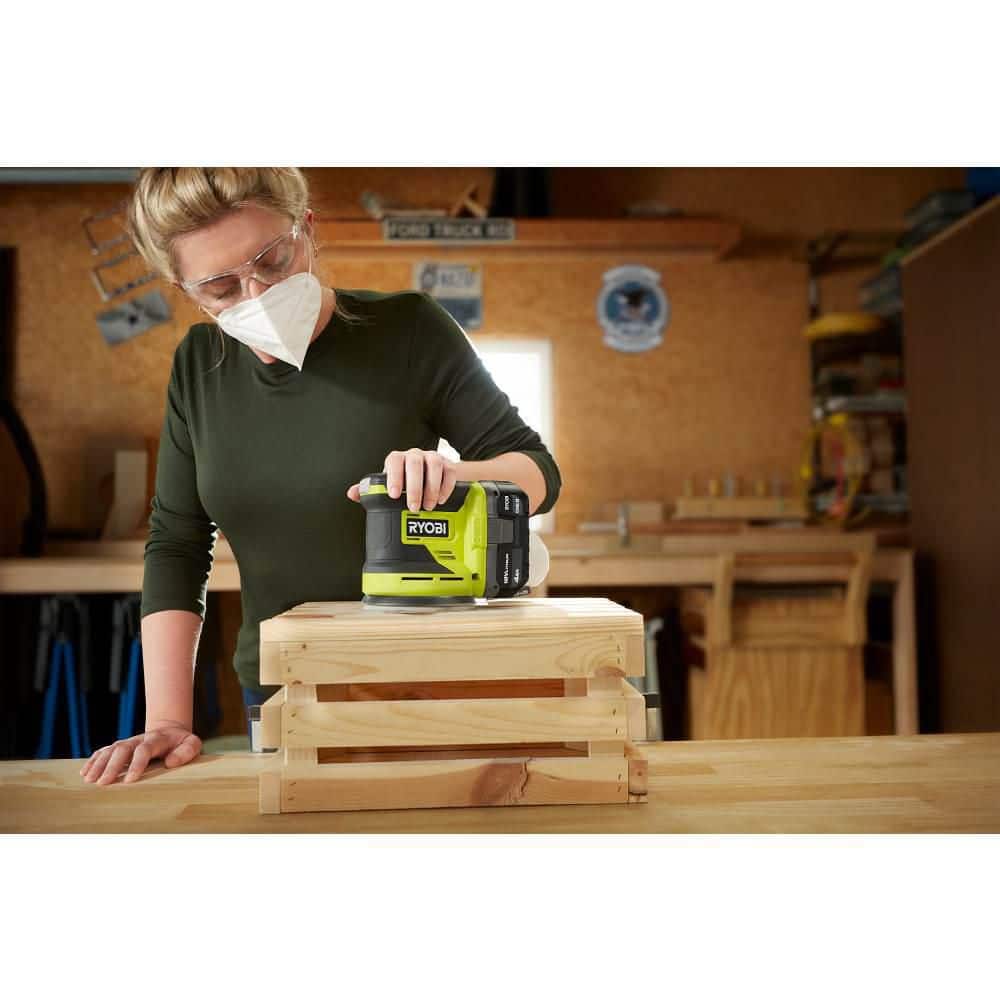 RYOBI ONE+ 18V 18-Gauge Cordless AirStrike Brad Nailer with Cordless 5 in. Random Orbit Sander