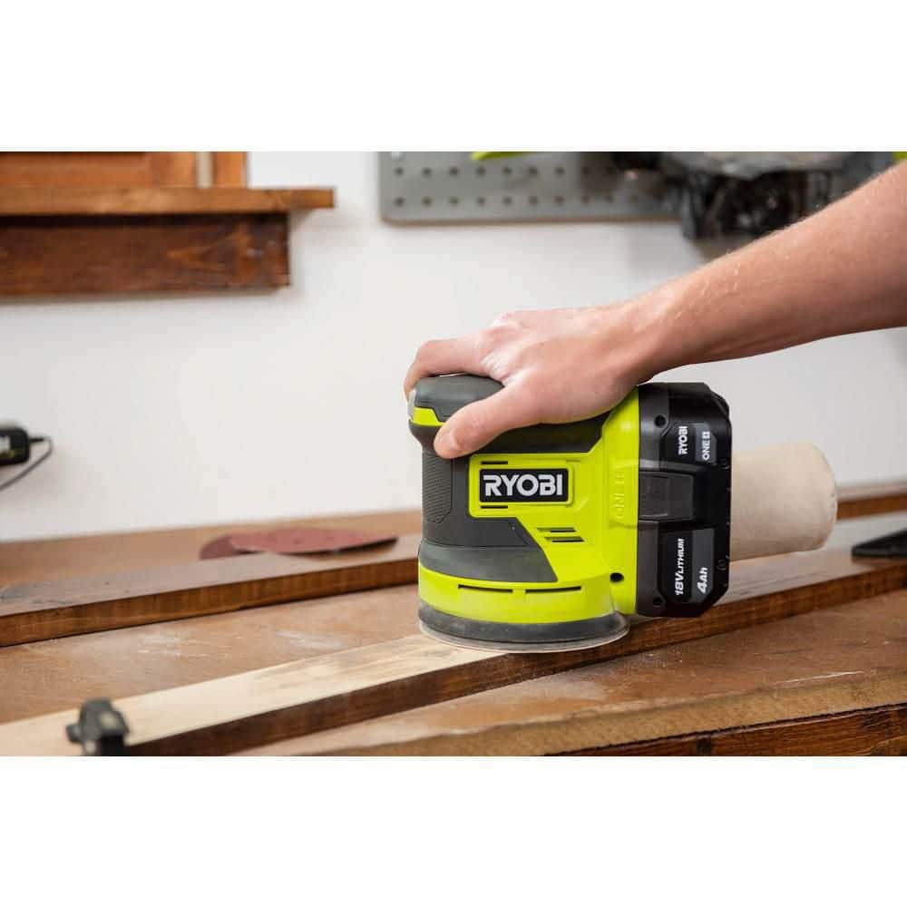 RYOBI ONE+ 18V 18-Gauge Cordless AirStrike Brad Nailer with Cordless 5 in. Random Orbit Sander