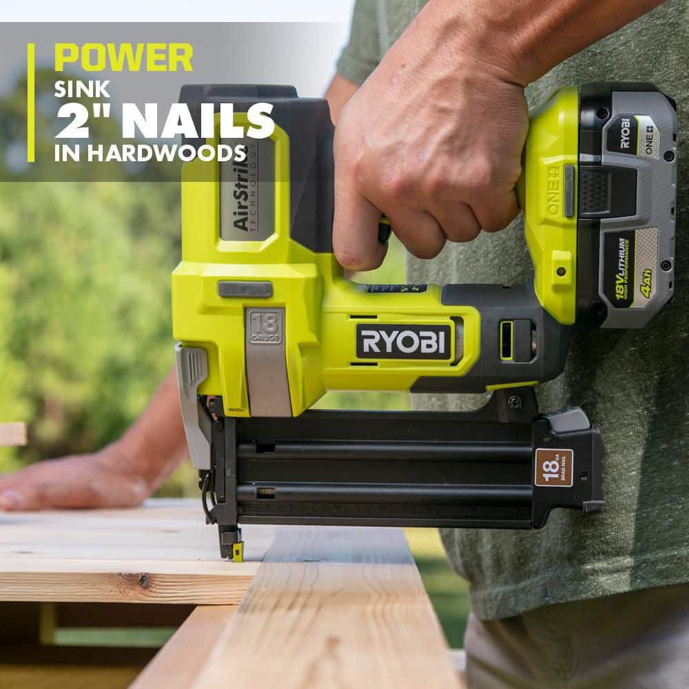 RYOBI ONE+ 18V 18-Gauge Cordless AirStrike Brad Nailer with ONE+ 18V Cordless 5 1/2 in. Circular Saw (Tools Only)