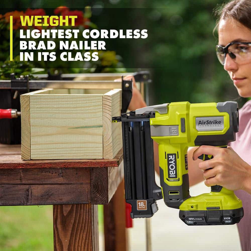 RYOBI ONE+ 18V 18-Gauge Cordless AirStrike Brad Nailer with Cordless Jig Saw