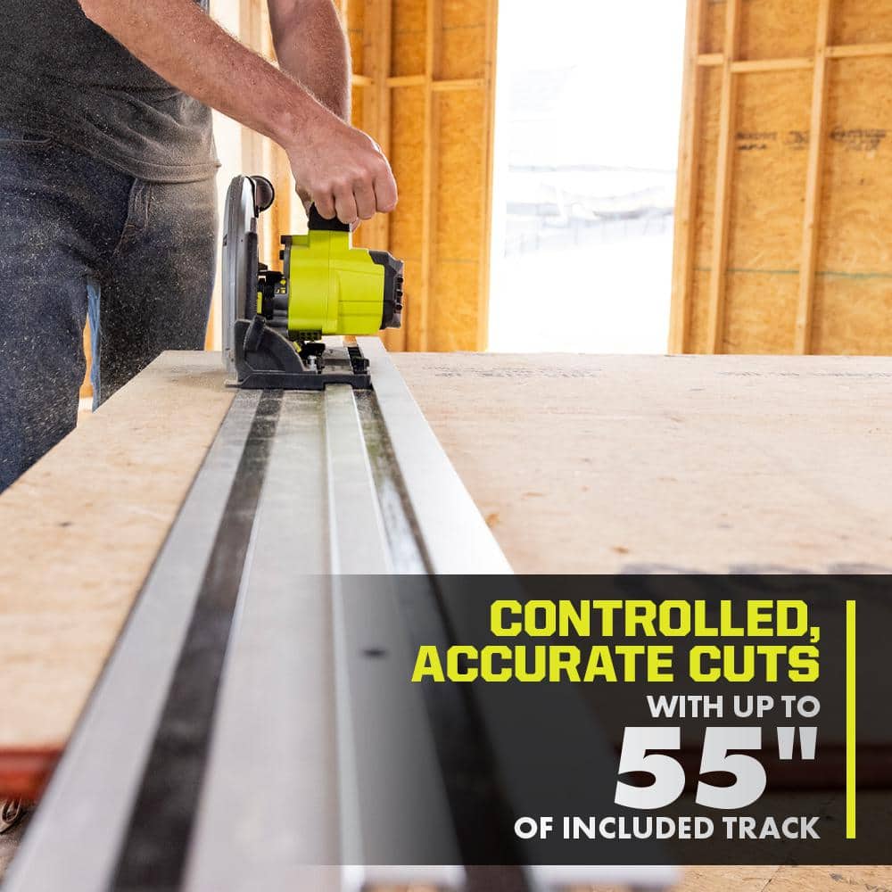 RYOBI ONE+ HP 18V Brushless Cordless 6-1/2 in. Track Saw Kit with (3) 4.0 Ah Batteries and Charger