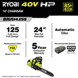 RYOBI 40V HP Brushless 14 in. Battery Chainsaw (Tool Only)
