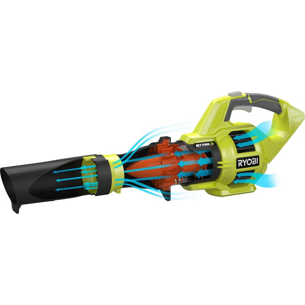 RYOBI 40V 110 MPH 480 CFM Variable-Speed Turbo Lithium-Ion Cordless Jet Fan Leaf Blower (Tool Only)