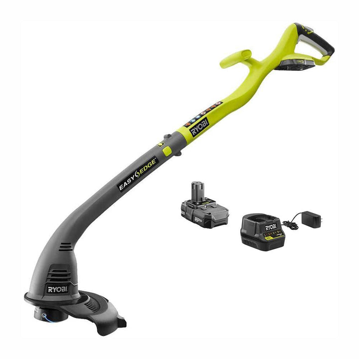 RYOBI ONE+ 18V Cordless String Trimmer/Edger Kit, 10 in. Cut Width with 1.5 Ah Battery and Charger (P2030)