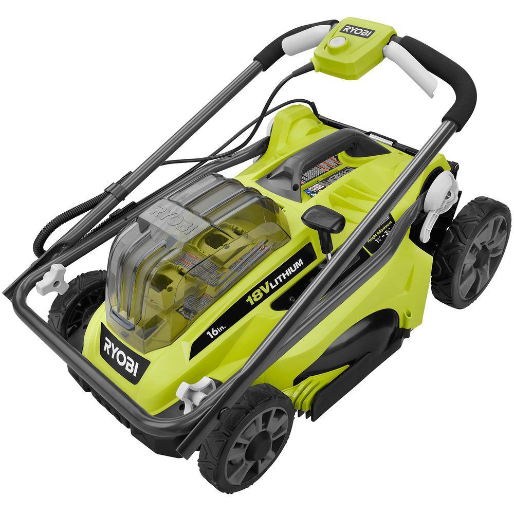 RYOBI ONE+ 18V 16 in. Cordless Walk-Behind Push Lawn Mower with (2) 4.0Ah Batteries and Charger