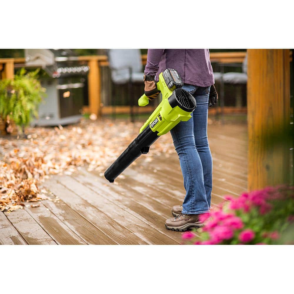 RYOBI One+ 18-Volt 13 in. Cordless Battery Walk Behind Push Lawn Mower and 250 CFM Blower with (2) Batteries and (2) Chargers