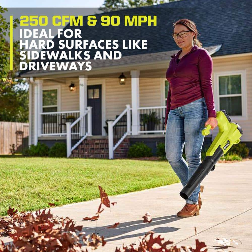 RYOBI One+ 18-Volt 13 in. Cordless Battery Walk Behind Push Lawn Mower and 250 CFM Blower with (2) Batteries and (2) Chargers