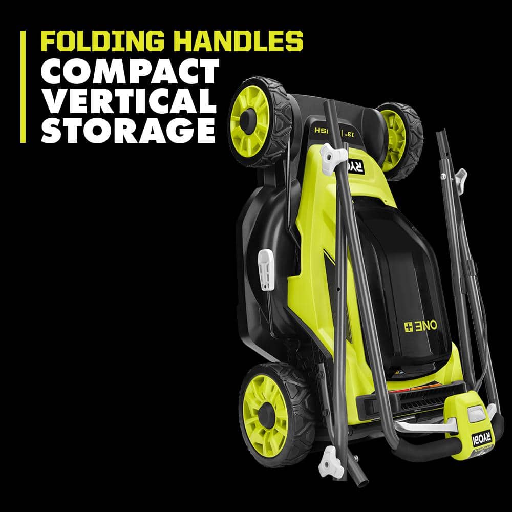 RYOBI One+ 18-Volt 13 in. Cordless Battery Walk Behind Push Lawn Mower and 250 CFM Blower with (2) Batteries and (2) Chargers