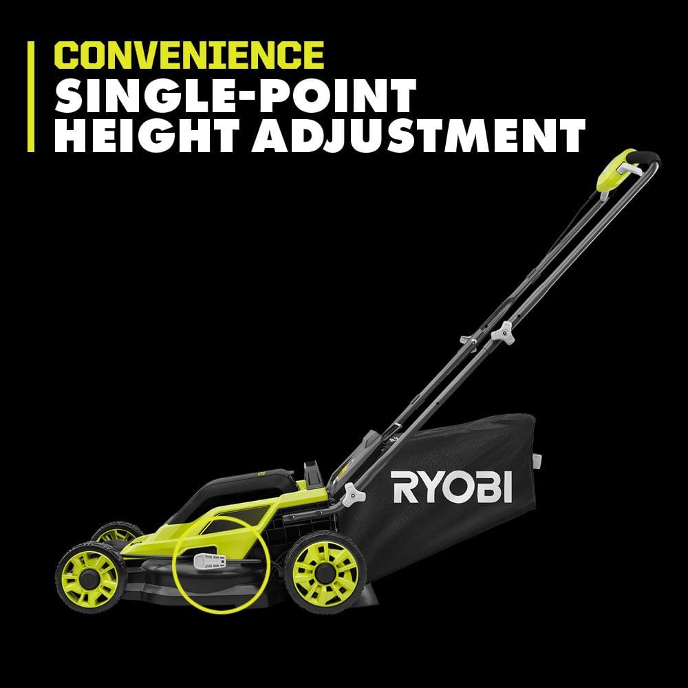 RYOBI ONE+ 18V 13 in. Cordless Push Lawn Mower & 10 in. String Trimmer/Edger Combo, 4.0 Ah Battery and Charger Included