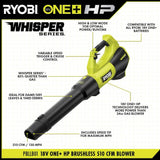 RYOBI ONE+ HP 18V Brushless 16 in. Cordless Battery Push Lawn Mower, String Trimmer & Blower w/(3) Batteries & (2) Chargers