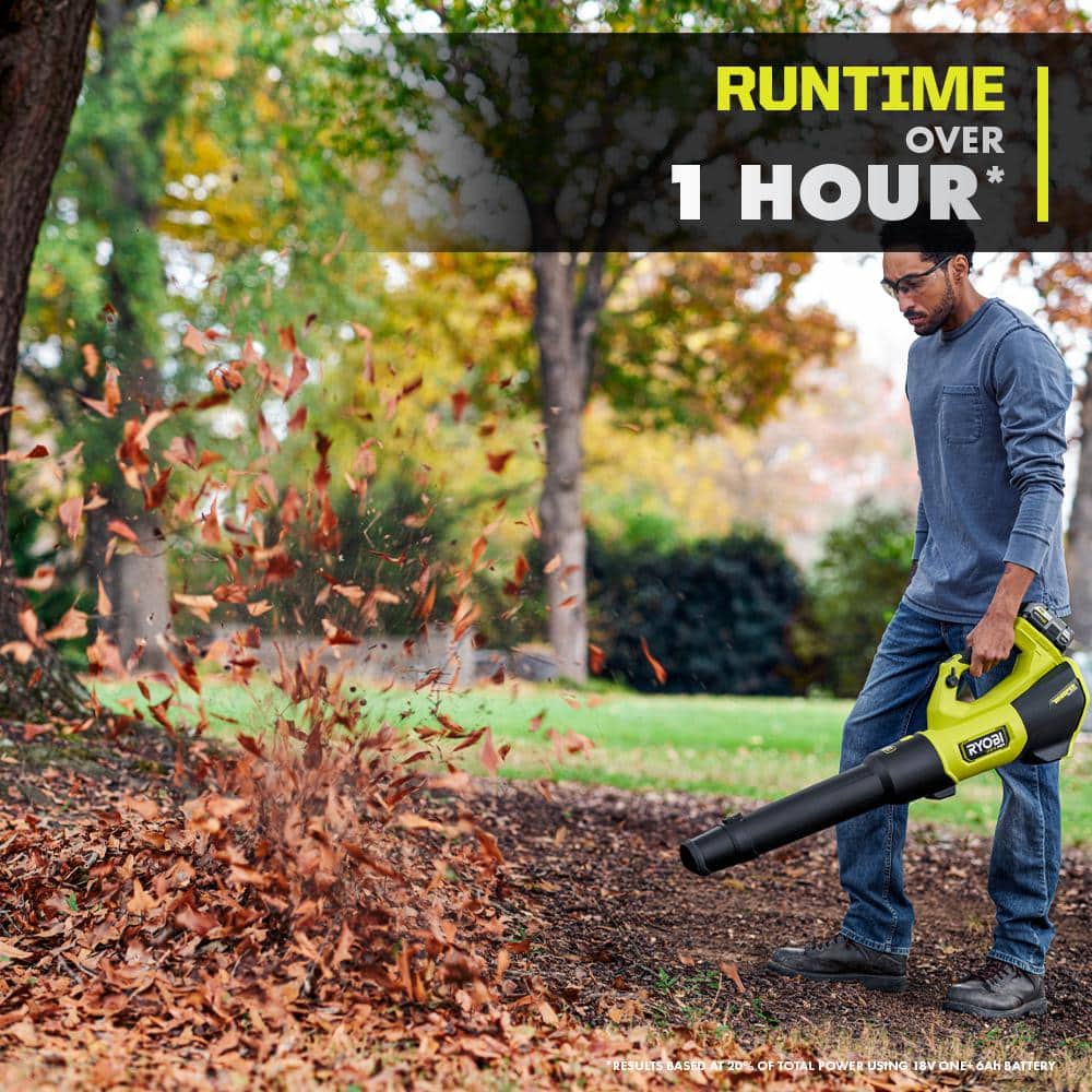 RYOBI ONE+ HP 18V Brushless 16 in. Cordless Battery Push Lawn Mower, String Trimmer & Blower w/(3) Batteries & (2) Chargers