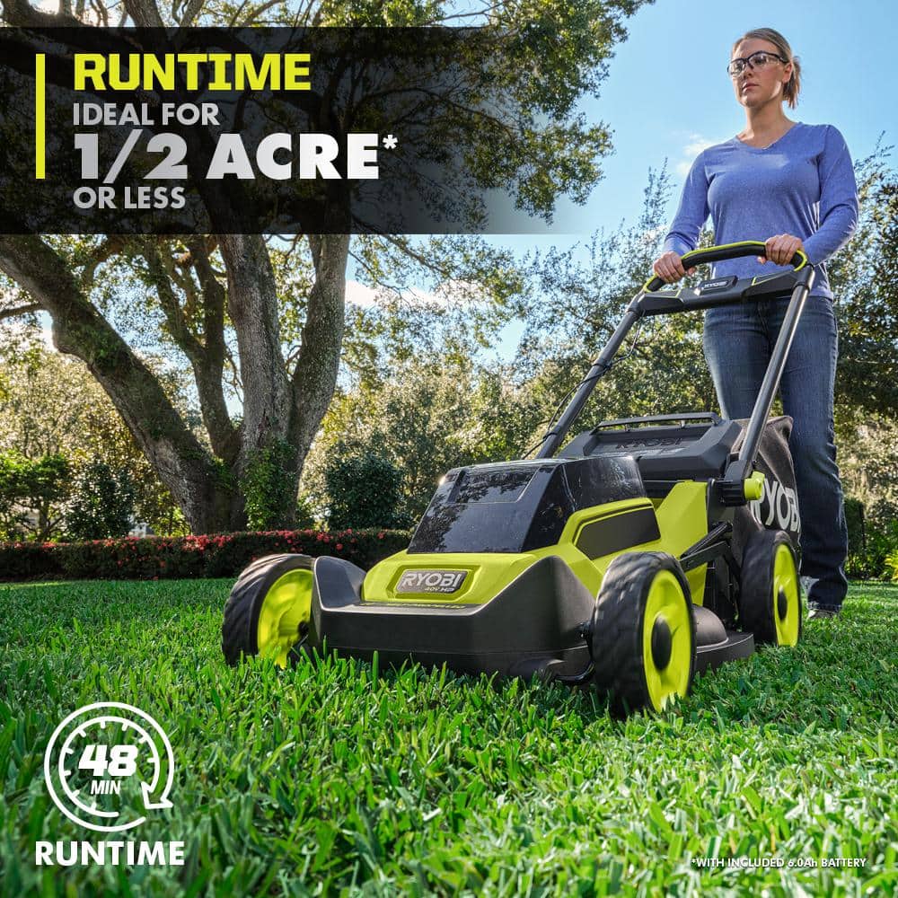 RYOBI 20 in. 40V HP Brushless Cordless Push Lawn Mower & 650 CFM Blower Kit with 6.0 Ah Battery, 4.0 Ah Battery & Fast Chargers