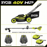 RYOBI 40V HP Brushless 20 in. Whisper Series Cordless Walk-Behind Multi-Blade Push Mower w/ (2) 6.0 Ah Batteries & Charger