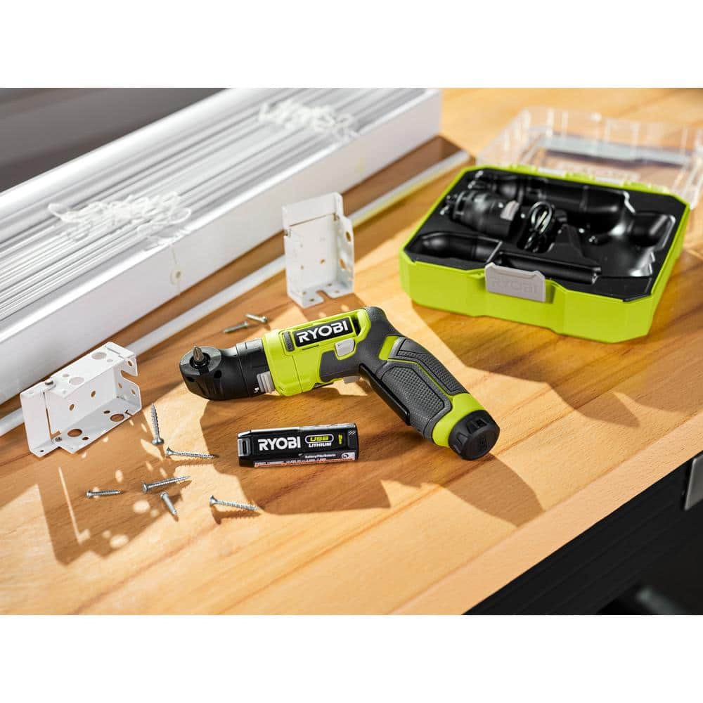 RYOBI USB Lithium Multi-Head Screwdriver with 2.0 Ah Battery and Charging Cable with USB Lithium 3.0 Ah Battery (2-Pack)