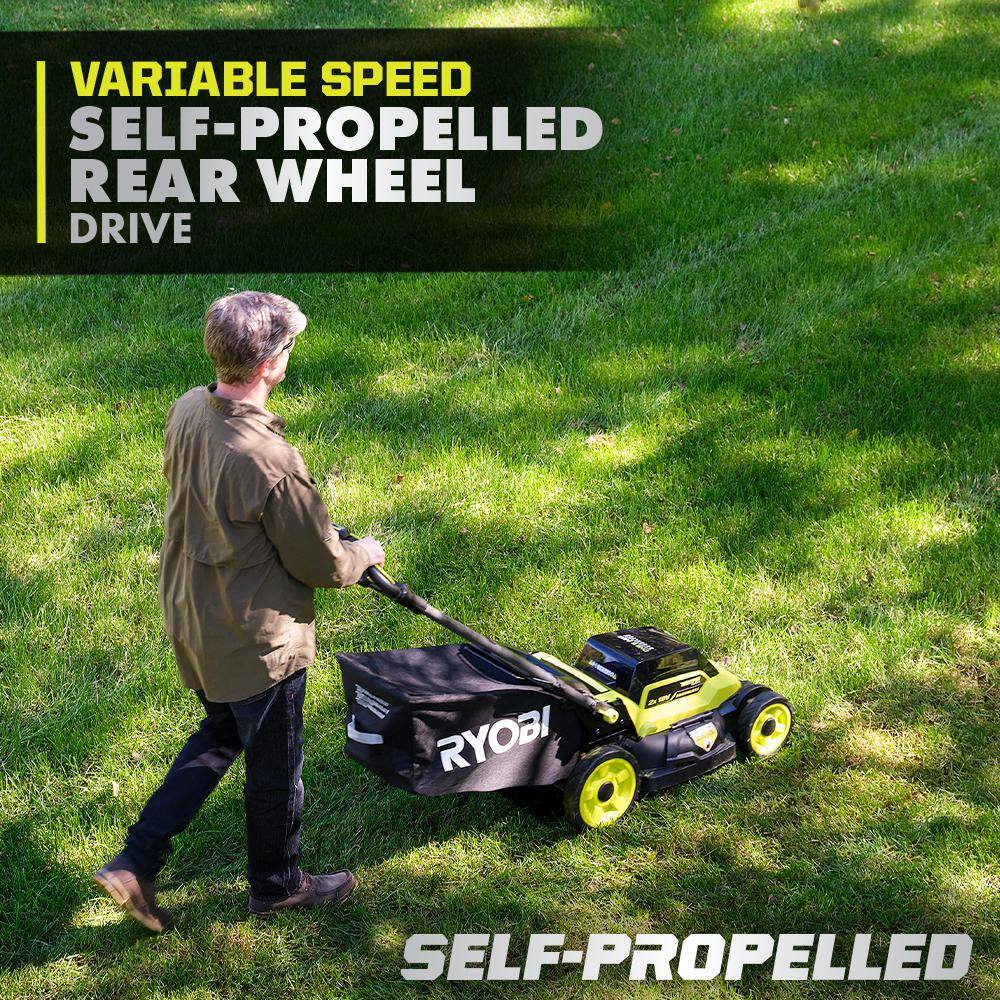 RYOBI ONE+ 18V HP Brushless Whisper Series 20" Battery Self-Propelled Dual Blade Walk Behind Mower/Trimmer/Batteries/Chargers