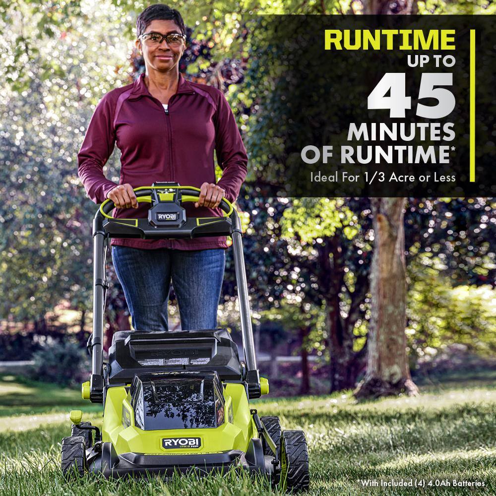 RYOBI ONE+ 18V HP Brushless Whisper Series 20" Battery Self-Propelled Dual Blade Walk Behind Mower/Trimmer/Batteries/Chargers