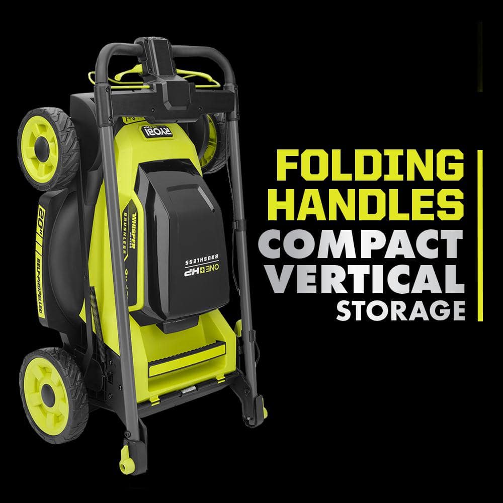 RYOBI ONE+ 18V HP Brushless Whisper Series 20" Battery Self-Propelled Dual Blade Walk Behind Mower/Trimmer/Batteries/Chargers