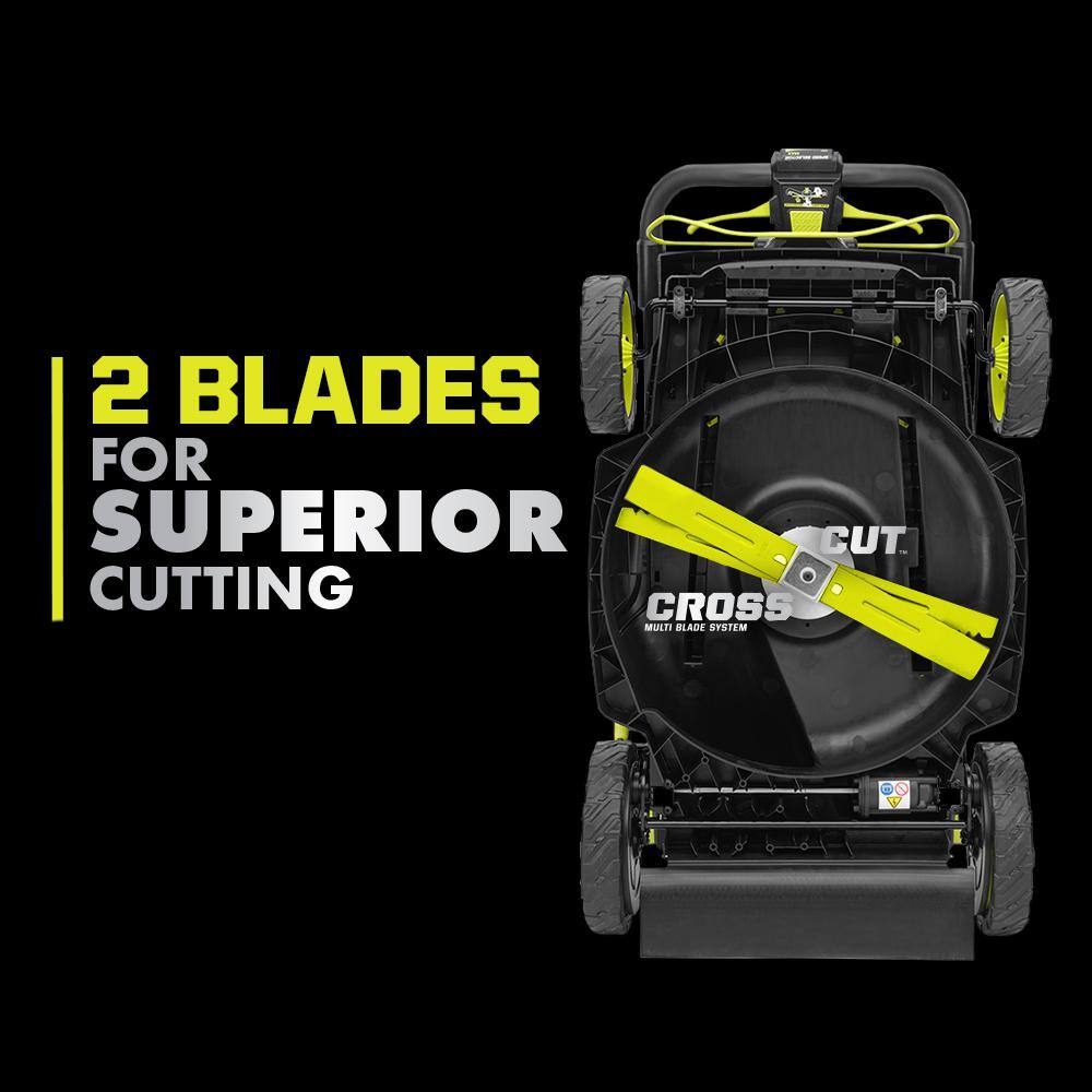 RYOBI ONE+ 18V HP Brushless Whisper Series 20" Battery Self-Propelled Dual Blade Walk Behind Mower/Trimmer/Batteries/Chargers
