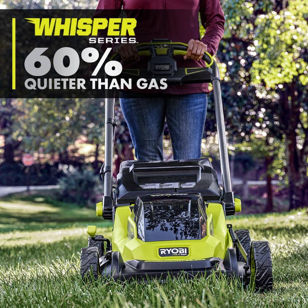 RYOBI ONE+ 18V HP Brushless Whisper Series 20" Self-Propelled Multi-Blade Walk Behind Mower - (4) 4.0 Batteries & (2) Chargers