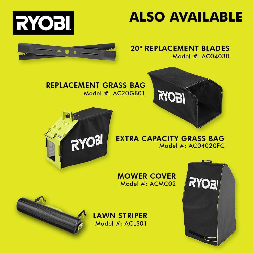 RYOBI ONE+ 18V HP Brushless Whisper Series 20" Self-Propelled Multi-Blade Walk Behind Mower - (4) 4.0 Batteries & (2) Chargers