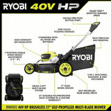 RYOBI 40-Volt HP Brushless 21 in. Cordless Battery Walk Behind Dual-Blade Self-Propelled Mower (Tool Only)