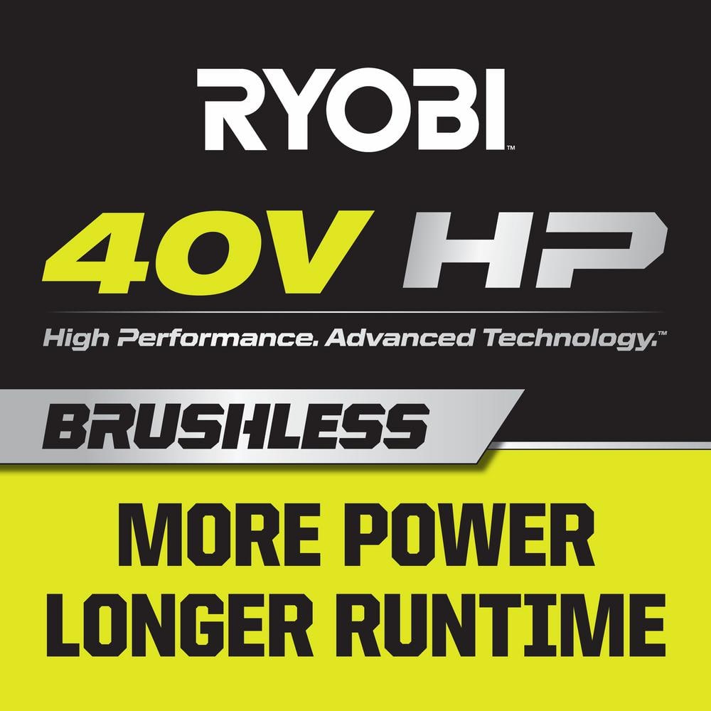 RYOBI 40V HP Brushless 21 in. Cordless Battery Walk Behind Self-Propelled Lawn Mower & Blower (2) 6.0 Ah Batteries and Charger