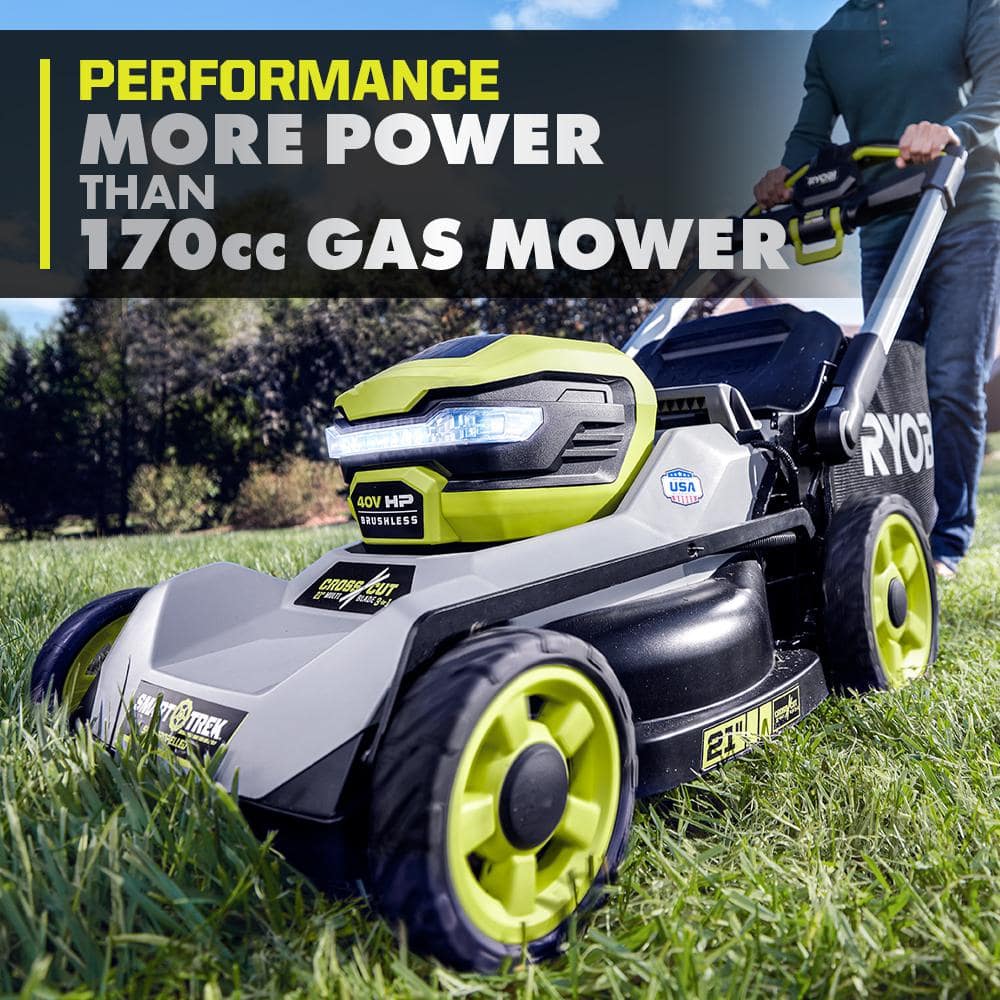 RYOBI 40-Volt HP Brushless 21 in. Cordless Walk Behind Multi-Blade Self-Propelled Mower & Trimmer - 2 Batteries and 2 Chargers