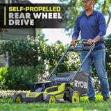 RYOBI 40-Volt HP Brushless 20 in. Cordless Electric Walk Behind Self-Propelled Mower and Trimmer - (2) Batteries/(2) Chargers