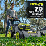 RYOBI 40V HP Brushless Whisper Series 21" Walk Behind Self-Propelled All Wheel Drive Mower, Trimmer/Blower/Batteries/Chargers
