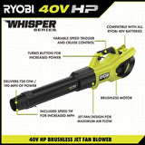 RYOBI 40V HP Brushless Whisper Series 21" Walk Behind Self-Propelled All Wheel Drive Mower, Trimmer/Blower/Batteries/Chargers