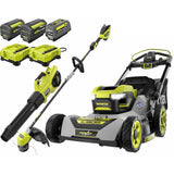 RYOBI 40V HP Brushless Whisper Series 21" Walk Behind Self-Propelled All Wheel Drive Mower, Trimmer/Blower/Batteries/Chargers