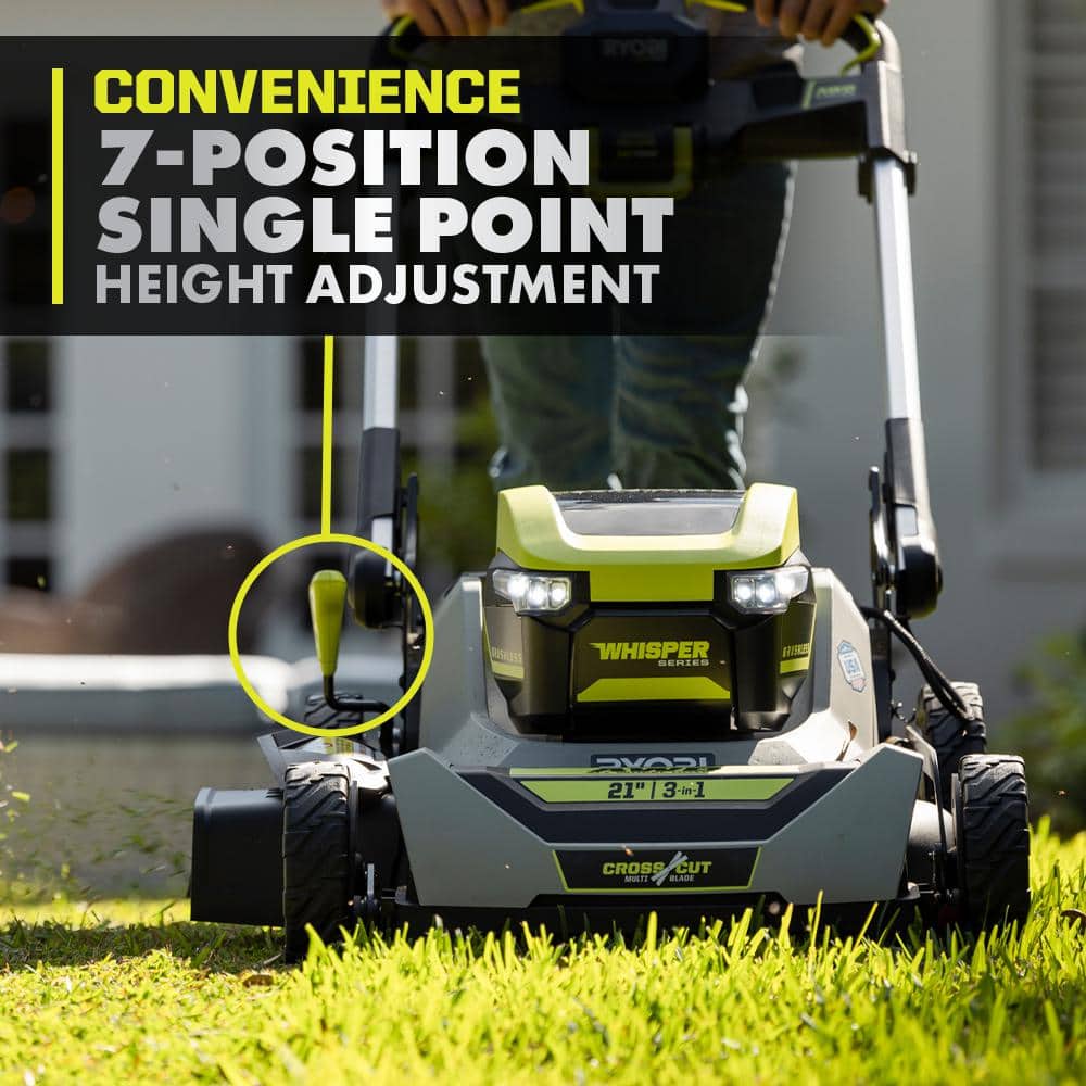 RYOBI 40-Volt HP Brushless Whisper Series 21 in. Walk Behind Self-Propelled All Wheel Drive Mower Trimmer 3 Batteries Chargers
