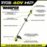 RYOBI 40-Volt HP Brushless Whisper Series 21 in. Walk Behind Self-Propelled All Wheel Drive Mower Trimmer 3 Batteries Chargers