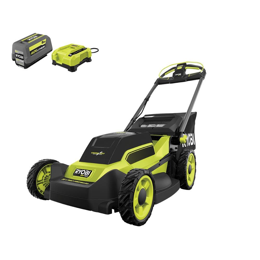RYOBI 40V HP Brushless 20 in. Cordless Electric Battery Multi-Blade Walk Behind Self-Propelled Mower - 8.0Ah Battery & Charger