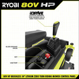 RYOBI 80V HP Brushless 54 in. Battery Electric Cordless Zero Turn Mower & Mulch Kit - 80V Batteries, 40V Batteries