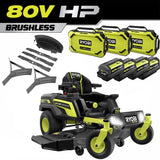 RYOBI 80V HP Brushless 54 in. Battery Electric Cordless Zero Turn Mower & Mulch Kit - 80V Batteries, 40V Batteries