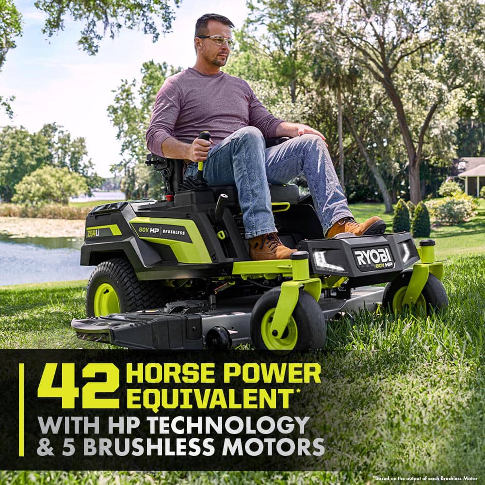 RYOBI 80V HP Brushless 54 in. Battery Electric Cordless Zero Turn Mower & Mulch Kit - 80V Batteries, 40V Batteries