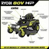 RYOBI 80V HP Brushless 54 in. Battery Electric Cordless Zero Turn Mower & Mulch Kit - 80V Batteries, 40V Batteries