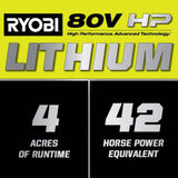 RYOBI 80V HP Brushless 54 in. Battery Electric Cordless Zero Turn Mower & Mulch Kit - 80V Batteries, 40V Batteries