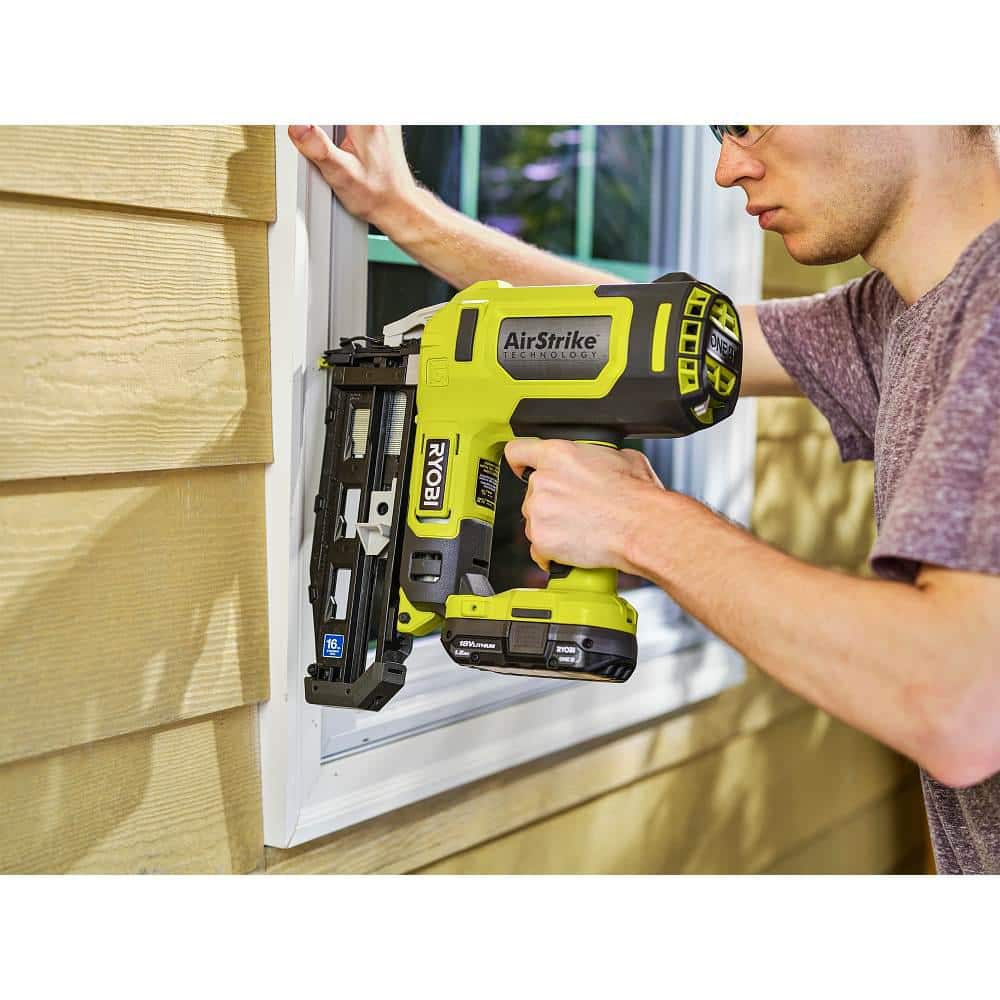 RYOBI ONE+ 18V 16-Gauge Cordless AirStrike Finish Nailer with Cordless Jig Saw (Tools Only)
