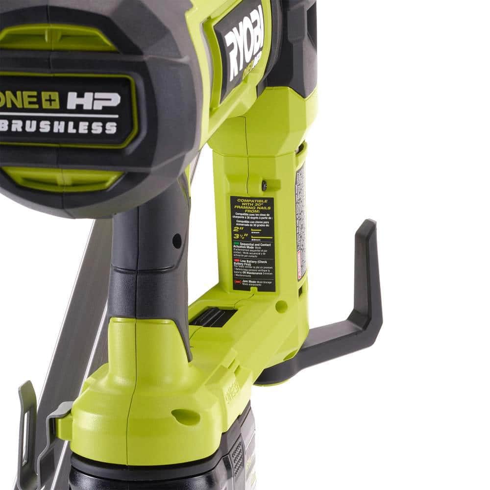 RYOBI ONE+ HP 18V Brushless Cordless 30° Framing Nailer Kit with 4.0 Ah HIGH PERFORMANCE Battery and Charger