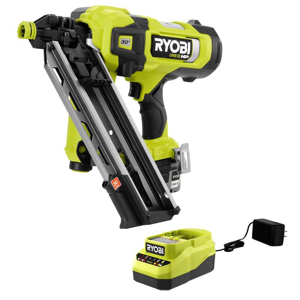 RYOBI ONE+ HP 18V Brushless Cordless 30° Framing Nailer Kit with 4.0 Ah HIGH PERFORMANCE Battery and Charger