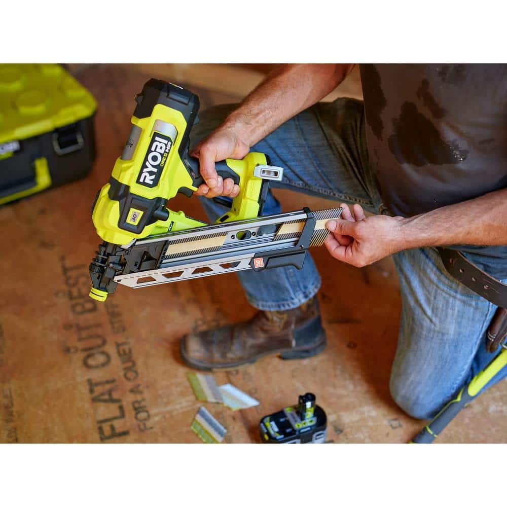 RYOBI ONE+ HP 18V Brushless Cordless 30° Framing Nailer Kit with 4.0 Ah HIGH PERFORMANCE Battery and Charger