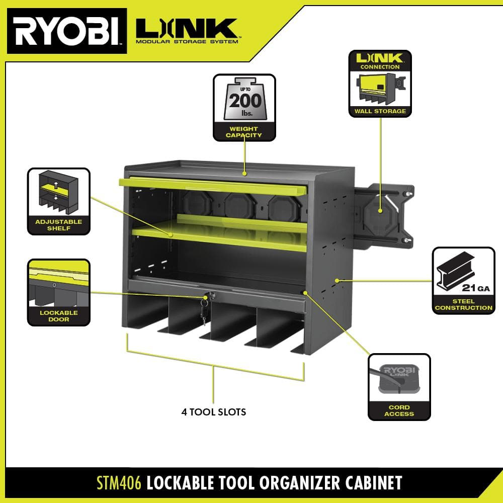 RYOBI LINK Steel Lockable Tool Organizer Cabinet