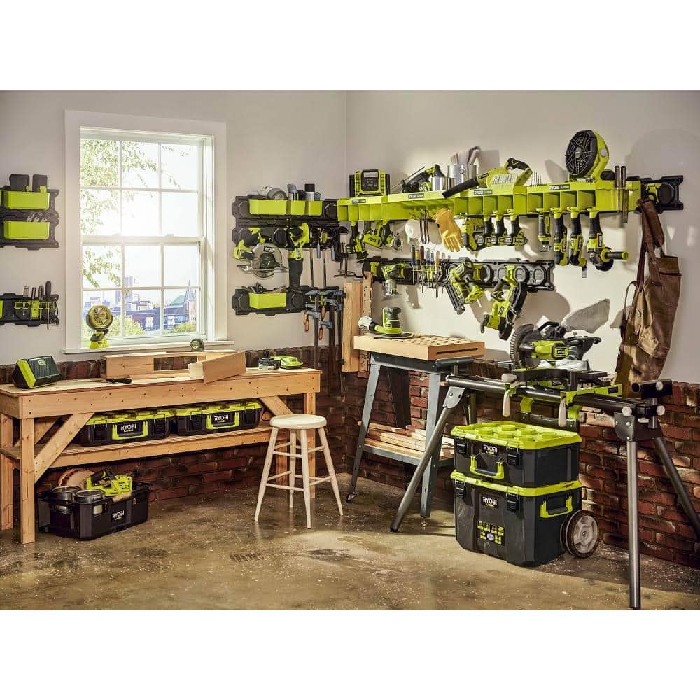 RYOBI LINK Tool Crate with LINK 7-Piece Wall Storage Kit and LINK Wall Rails (2-Pack)