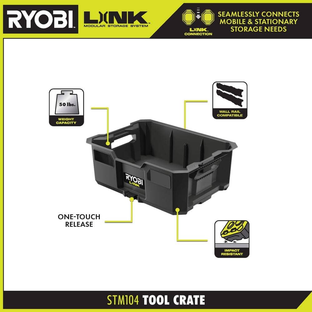 RYOBI 22.7 in. LINK Rolling Tool Box with LINK Standard Tool Box and LINK Tool Crate
